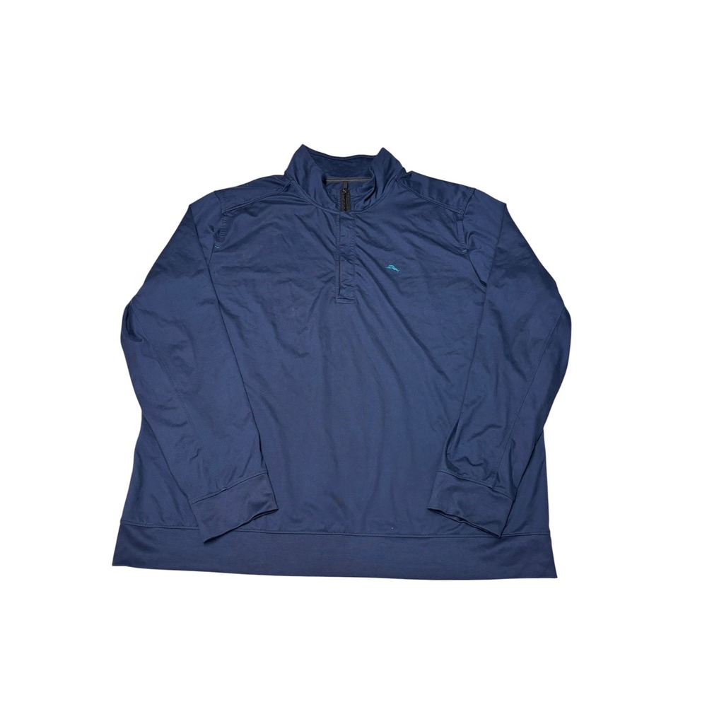 Tommy Bahama IslandZone Mens XL Navy Blue Quarter Zip Pullover Golf Sweater